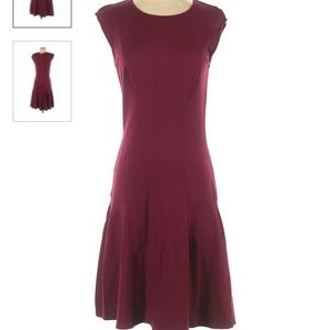 ann taylor drop waist maroon dress